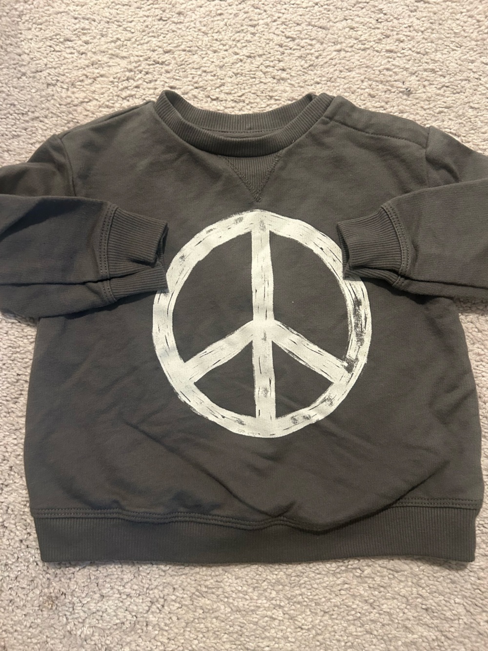 Kids Charcoal Sweatshirt with White Peace Sign Graphic